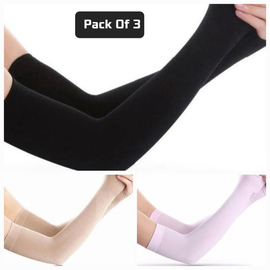 Ice Fabric Arm Selvees (Pack Of 3) (Pink, White, Black)